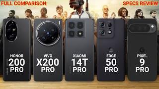 Motorola Edge 50 Pro vs Xiaomi 14T Pro vs Vivo X200 Pro vs Honor 200 Pro vs Pixel 9 Pro specs review