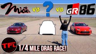 I Didn't Expect This -Toyota GR86 vs Mazda Miata vs THE Underdog Drag Race Quarter Mile Drag Race!