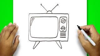 How to draw a television easy and very simple | Simple Drawing | TV Drawing | Television Drawing