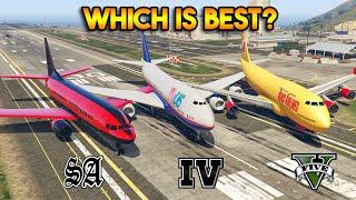 GTA 5 VS GTA 4 VS GTA SAN ANDREAS - PASSENGER JET (WHICH IS BEST?)