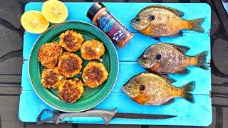 Making FISH CAKES on the Boat! Bluegill Catch Clean Cook