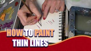 How to paint THIN LINES in ACRYLICS #acrylicpainting