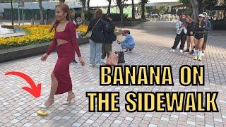 Banana on the sidewalk crush