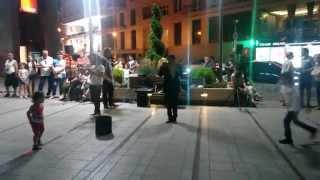 A band playing pan flute in Northern Avenue, Yerevan, Armenia.