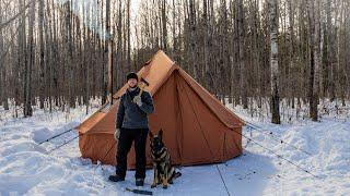 3 Days Hot Tent Camping With My Dog In White Duck Bell Tent