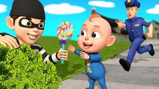 Be Careful with Strangers! | Police Cartoon | Wheels on the bus | Nursery Rhymes & Kids Song