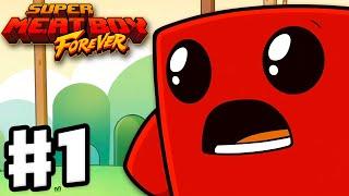 Super Meat Boy Forever - Gameplay Walkthrough Part 1 - Chipper Grove! (Light World)