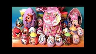 Giant Princess Kinder Surprise Eggs Disney Frozen Elsa Anna Minnie Mickey Play Doh Huevos Sorpresa