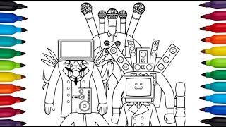 Skibidi Toilet - TITAN SPEAKERMAN & TITAN TV MAN Coloring Pages | Microphone Mecha Boss | NCS #4