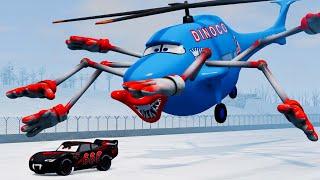 Epic battle between The Lightning McQueen Eater VS Dinoco Helicopter Eater |BeamNG.Drive