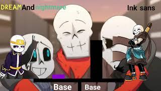 Ink sans vs dream sans and nightmare sans power levels