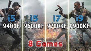 Intel i5-9400F vs i5-9600KF vs i7-9700KF vs i9-9900KF // Test in 8 Games