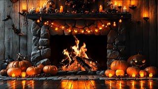 Spooky Halloween Fireplace 4K with Crackling Logs and Eerie Atmosphere