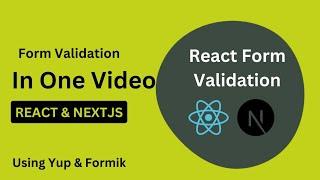 Form Validation in React and Nextjs  using Yup and Formik || Foam validate || Form validate in React