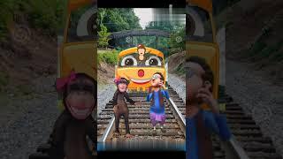 #cartoon #new #reels #viral video #ghasitaram #bandar #viralvideo #train