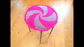 Сидушка на круглую табуретку крючком/Crochet round stool seat