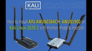 How to install Alfa AWUS036ACH, AWUS1900 drivers on Kali Linux 2020.2 and enable monitor mode