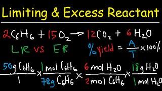 Stoichiometry - Limiting & Excess Reactant, Theoretical & Percent Yield - Chemistry