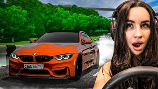 ОЛЯ СЕЛА ЗА РУЛЬ МОЩНОЙ И ОПАСНОЙ BMW M4 И РАЗДАЛА ПО ГОРОДУ! (CITY CAR DRIVING С РУЛЁМ)