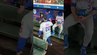 Dap up Juan Soto in the dugout 