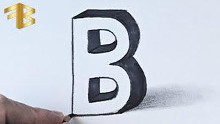 How to Draw 3d Letter B , 3d letters drawing, letter b 3d, 3d drawings how to draw 3d letters,