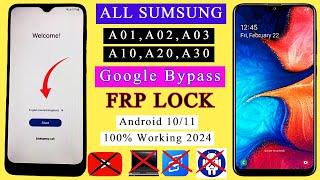 All Samsung A01/A02/A03/A10/A20/A30 Frp Bypass Android 10/11 Without PC | Google Account Bypass 2024