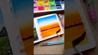 Easy Gouache Painting/ Easy Landscape Painting #art #drawing #painting