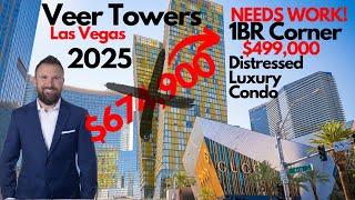 VEER Distressed Property Great Deal Alert! Corner 1BR Veer Towers Las Vegas Real Estate Strip View