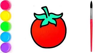 How to drawing a tomato for children | Как Нарисовать Помидор Раскраска для Детей