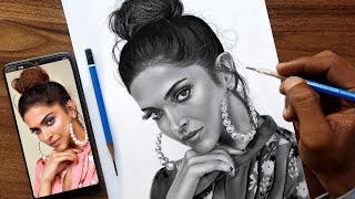 How To Draw Deepika Padukone Sketch Drawing /Timelapse