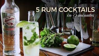 Learn How to Make: FIVE Rum Cocktails in FIVE Minutes