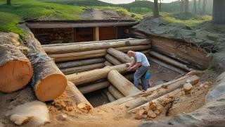 A Man Builds a Cabin Underground from a Log | Start to Finish | @bushcraftua1