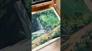 ️ Summer vibe Ghibli painting #gouache #art #painting