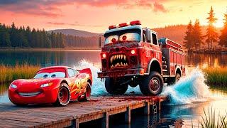 Big & Small vs Epic Escape: McQueen and Dinoco VS ZOMBIE FIRE TRUCK Eater Cars in BeamNG.Drive