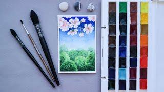 PAINT WITH ME: Flowering Tree. Drawing idea