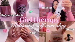 RELAXING SELF CARE DAY : girl therapy, relaxation, shower routine, pamper time, makeup, & nails