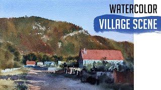 Village scene painting - WATERCOLOR TUTORIAL