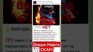 Dream Matrix технический СКАМ Касса проекта пуста Админы проекта вывели средства Дрим Матрикс SCAM