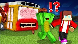 SCARY MONSTER BUS attack JJ and Mikey's Security House in MInecraft Maizen