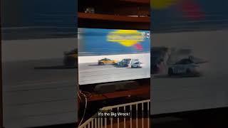The Big Wreck at Daytona. 8-9 cars involved. The 21 went Upside Down #daytona500