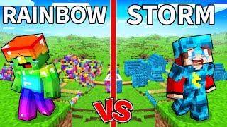 Mikey and JJ Left RAINBOW vs STORM Village in Minecraft (Maizen)