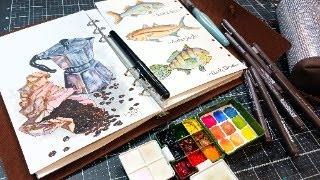 Let's Test New Refillable Art Supplies: Sepia Pens & Watercolor Sketchbook