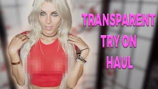 [4K] Transparent Try On Haul | See-Through Red Crop Top