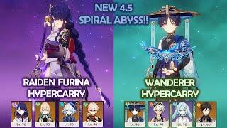 Raiden Furina Hypercarry & Wanderer Hypercarry - 4.5 Spiral Abyss - Genshin Impact