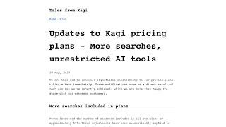 Kagi's Pricing Plans Upgrades: Unlimited AI Tools and More Searches!