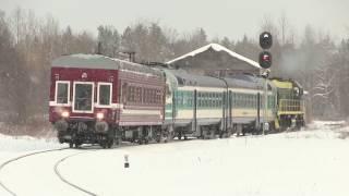 Тепловоз ТЭМ18+дизель-поезд ДР1А+путемер 3 / Locomotive+DMU+track measurement car 3