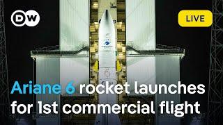 Europe's heavy-lift Ariane 6 rocket launches to make first commercial flight | DW News