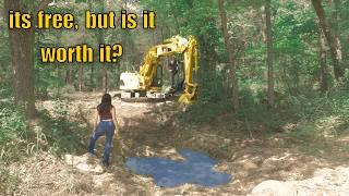 EXCAVATING FREE creek gravel for our driveway at the off grid cabin