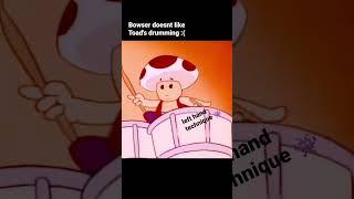 Toad is learning Akira Jimbo's nasty Drummerworld solo and Bowser is jealous of his technique 