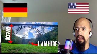 American Reacts To I Climbed Germany’s TALLEST Rail Bridge | highest railway bridge in germany